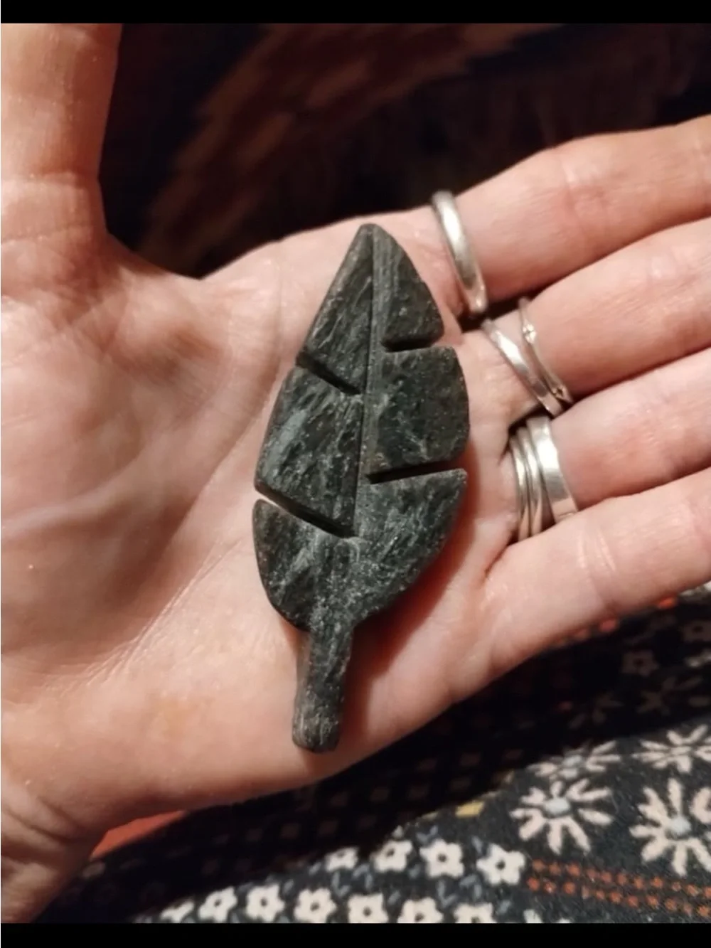 Shungite Leaf Carving